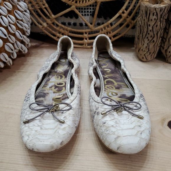 Sam Edelman Felicia Ballet Flats Snake Print Leather Career Comfort Womens 8.5M - Picture 2 of 13